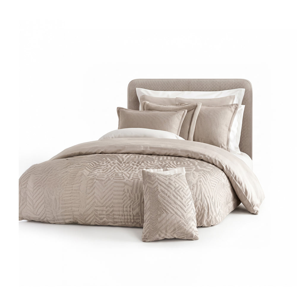 Beige Geometric Textured Bedding Set