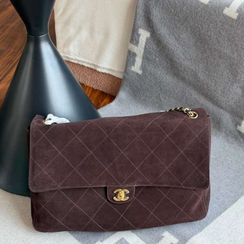 Chanel Souplissimo Maxi Flap Bag Dark Brown Suede Calfskin